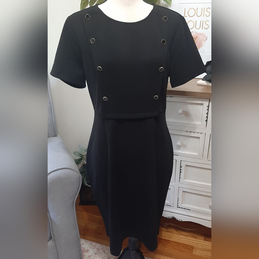 NWT Allegra K Business Casual Round Neck Short Sleeve Knit Bodycon Dress - Picture 6 of 10